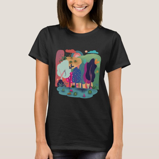 Camiseta Floresta Colorida e Tranquila  (Frente)