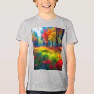 Camiseta Floresta com Árvores e Flores Coloridas-47560