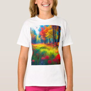 Camiseta Floresta com Árvores e Flores Coloridas-47560