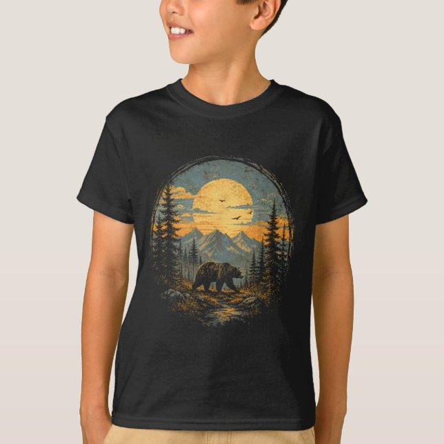 Camiseta Floresta da montanha da lua do urso natureza (Frente)