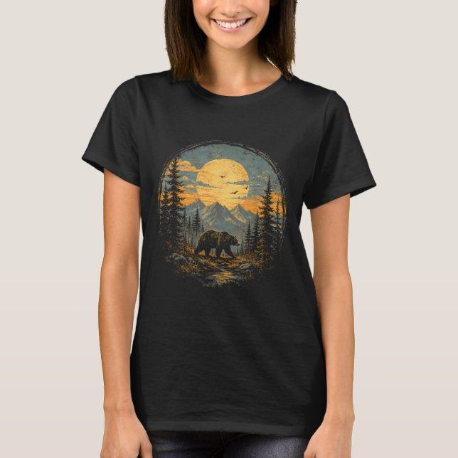 Camiseta Floresta da montanha da lua do urso natureza selva (Frente)