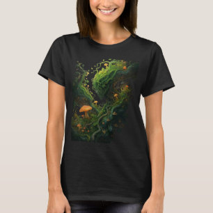 Camiseta Floresta de Cogumelos de Fantasia Encantada Fungos