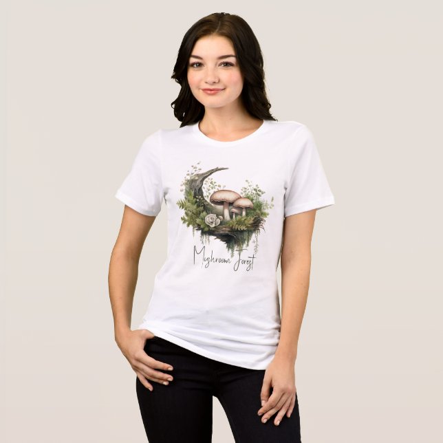 Camiseta Floresta de Cogumelos Encantada (Frente Completa)