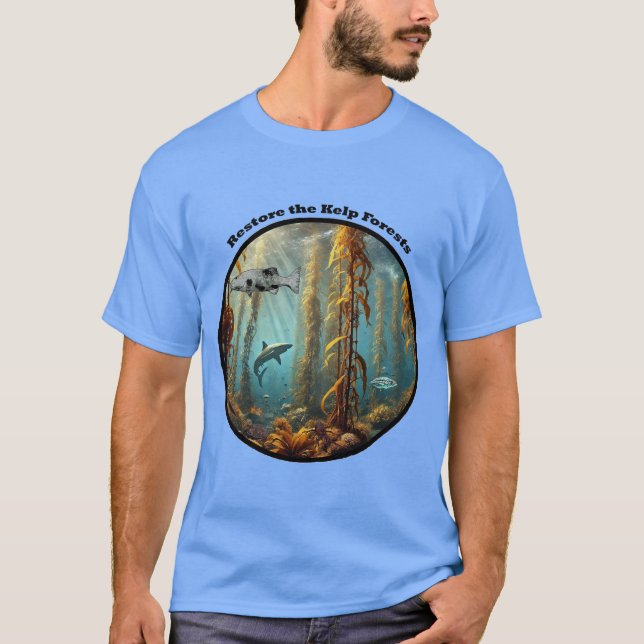 Camiseta Floresta de Kelp Submarina com Peixe e Lagosta URM (Frente)