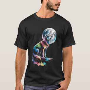 Camiseta Floresta de Lobo Lua Vintage Còsmico Uivando Amant