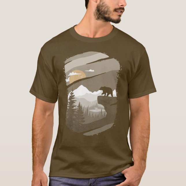 Camiseta Floresta de Montanha Ursa para Homens (Frente)