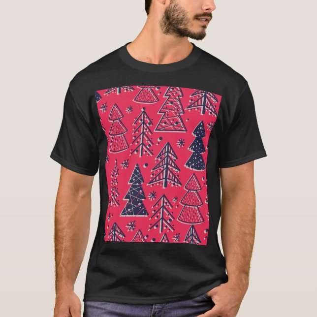 Camiseta Floresta de Natal: Papel de Wallpaper Silhouette d (Frente)