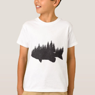 Camiseta Floresta de Pesca de Bass - Pescador de Boca-Peque