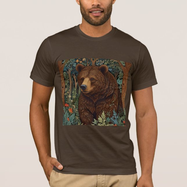 Camiseta Floresta de trabalho de arte boho-do-urso-pardo (Frente)