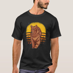 Camiseta Floresta de Urso Castanho Retro Natureza Selvagem 