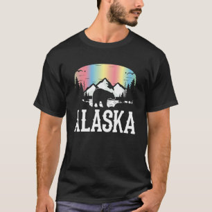 Camiseta Floresta de Ursos Luzes do Norte do Alasca Alasca