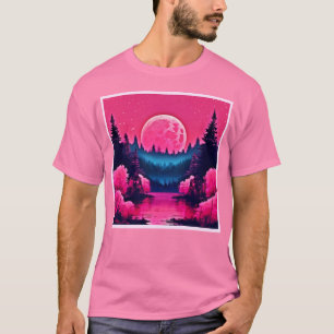 Camiseta Floresta do Lago de Fantasia Neon ao Luar