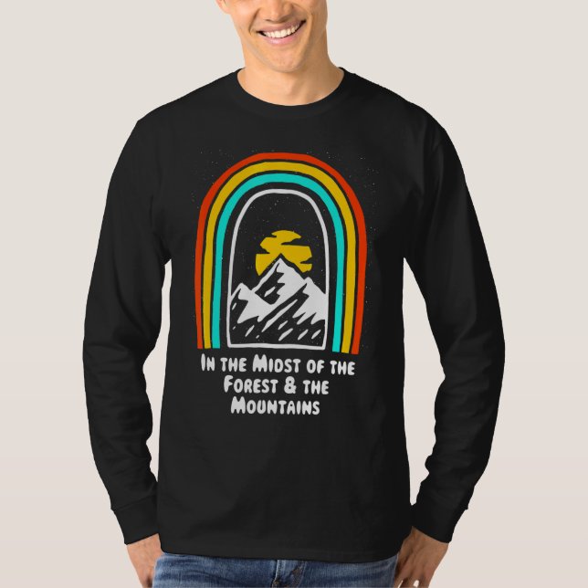 Camiseta Floresta e Montanhas Acampando Hiker Do Câmera De  (Frente)