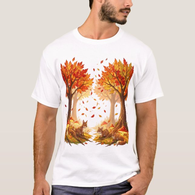 Camiseta Floresta Enfeitiçada de Outono (Frente)