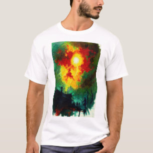 Camiseta floresta escura e assustadora tensa