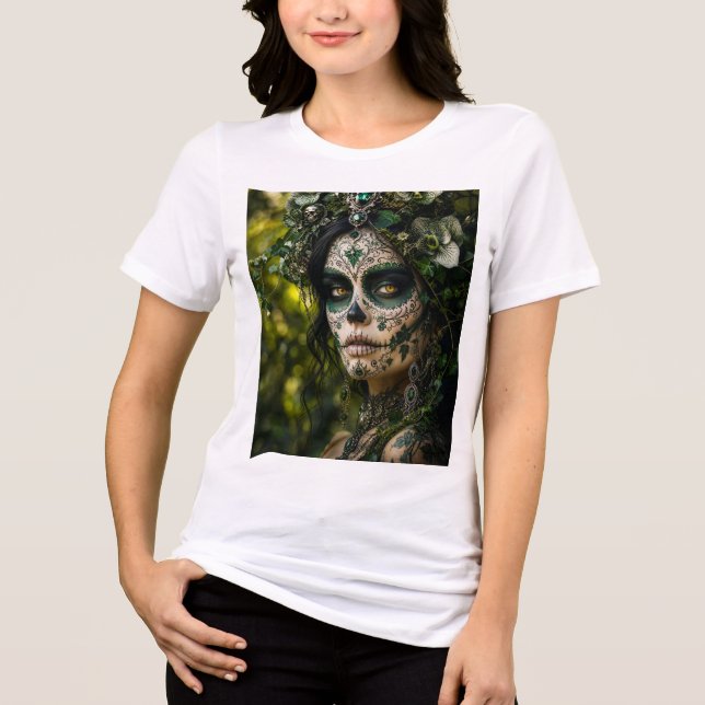 Camiseta Floresta Esmeralda Calavera – Botânica Verde (Frente)