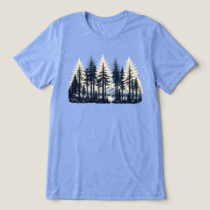 Camiseta Floresta Esparsa Pinheiros Montanha Lago