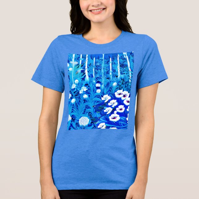 Camiseta Floresta Fantástica com Flores e Pássaros (Frente)