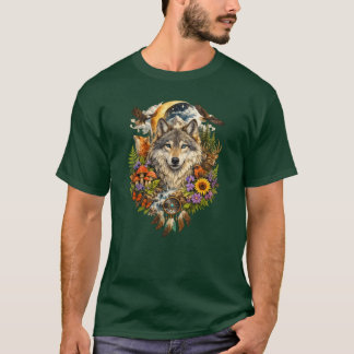 Camiseta Floresta Fantástica de Lobo Místico | PNG Transpar
