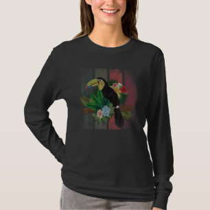 Camiseta Floresta Florestal Floral Pássaro Retro Toco Tropi