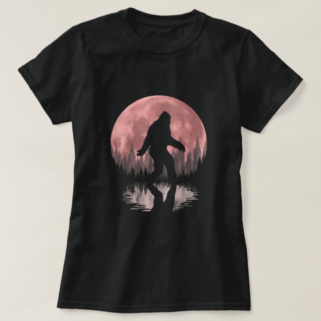 Camiseta Floresta Gráfica Noturna Bigfoot! Sasquatch legal (Frente do Design)