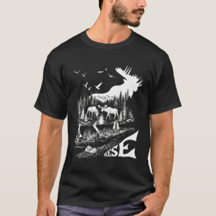 Camiseta Floresta Montanha Alce Meese Camping Selvagem Adv