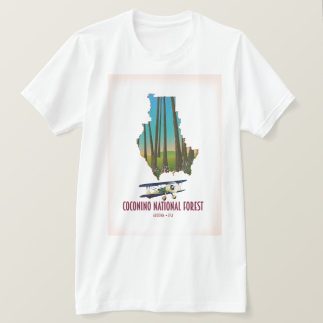 Camiseta Floresta Nacional de Coconino Arizona EUA mapa (Frente do Design)