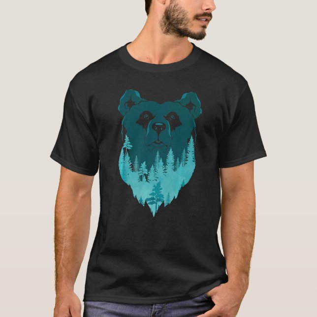 Camiseta Floresta Natural Do Urso Marrom Árvores Selvagens (Frente)