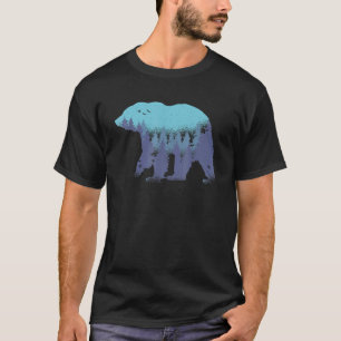 Camiseta Floresta Natural Montanha Grizzly Caminhando Ao Ar