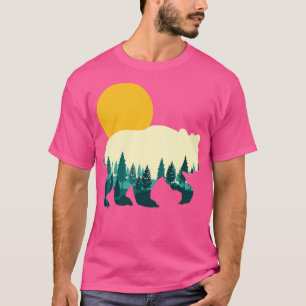 Camiseta Floresta Natureza Árvores Solares Urso Selvagem