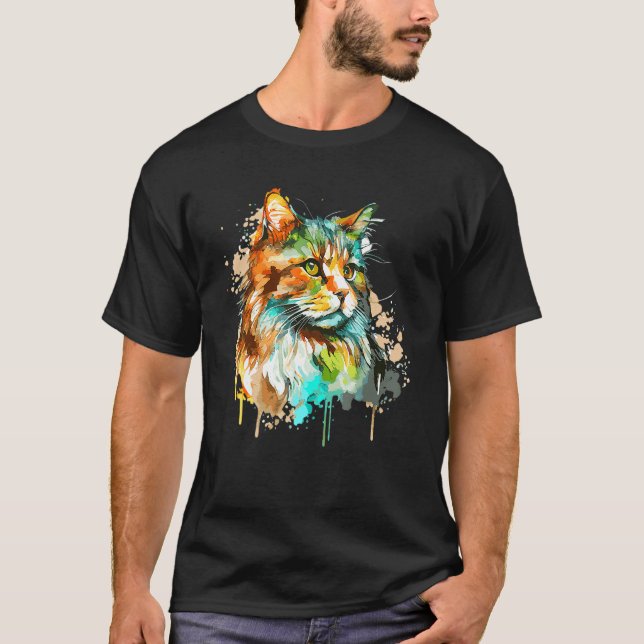 Camiseta Floresta Norueguesa de Cor Aquática Cabelo Longo C (Frente)