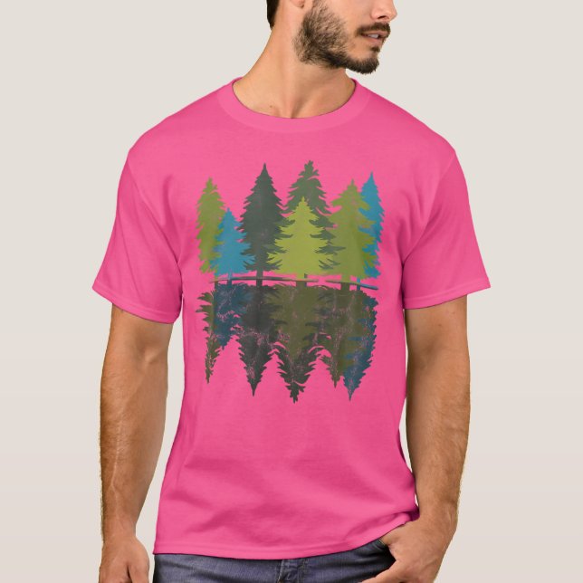 Camiseta Floresta Pinheira Acampando Natureza Caminhando Ao (Frente)