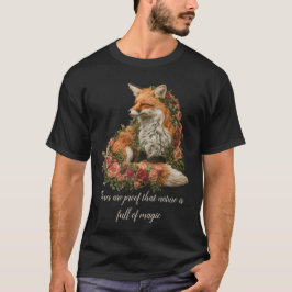 Camiseta Floresta Raposa bordada. As raposas são a prova de