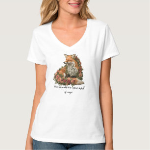 Camiseta Floresta Raposa bordada. As raposas são a prova de