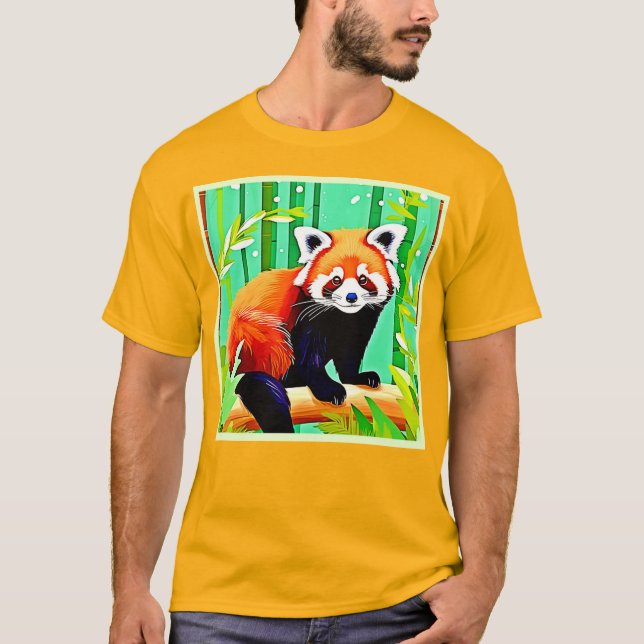 Camiseta Floresta Red Panda Bamboo (Frente)