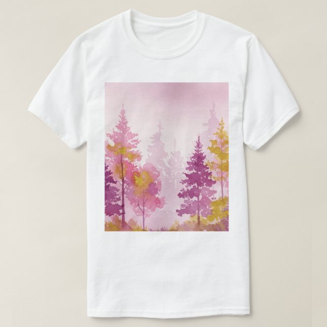 Camiseta Floresta rosa  (Frente do Design)
