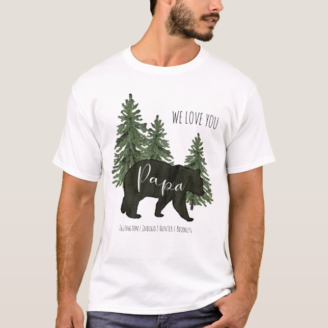 Camiseta Floresta Rústica Nós Te Amo Papai Bear Netos (Frente)