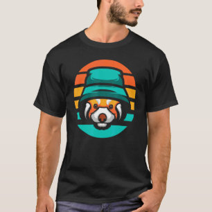 Camiseta Floresta Selvagem Animal Retro Panda Vermelha Chin