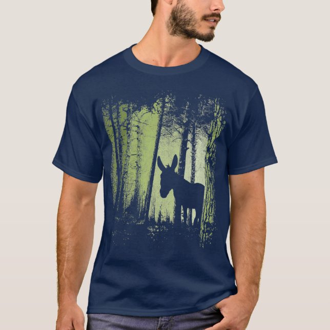 Camiseta Floresta Selvagem da Natureza Selvagem Donkey Mule (Frente)