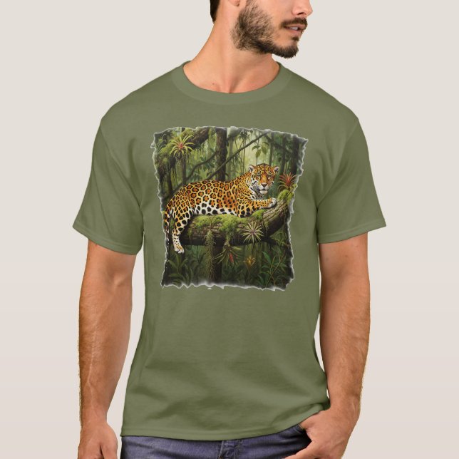 Camiseta Floresta tropical com onça majestosa! (Frente)