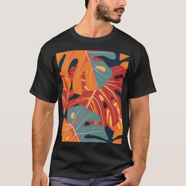 Camiseta Floresta tropical: design de papel de parede de fl (Frente)