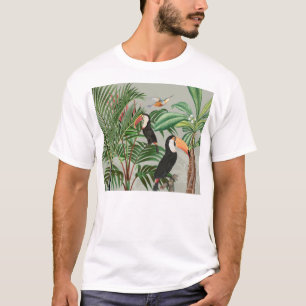 Camiseta Floresta Tropical e Pássaros tucanos