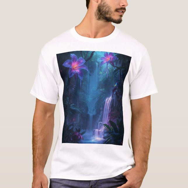 Camiseta Floresta Tropical Encantada de Neon (Frente)