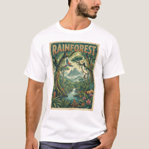 Camiseta floresta tropical estilo retrô