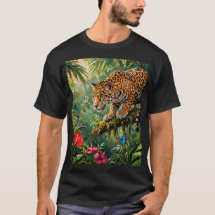 Camiseta Floresta Tropical Jaguar Beija-flores Borboletas F