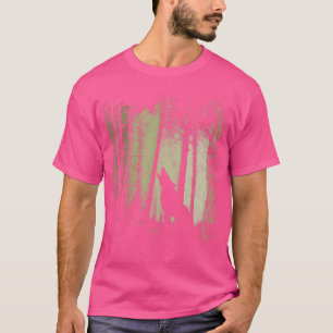 Camiseta Floresta Vermelha Romântica Howling Wolf Silhouett
