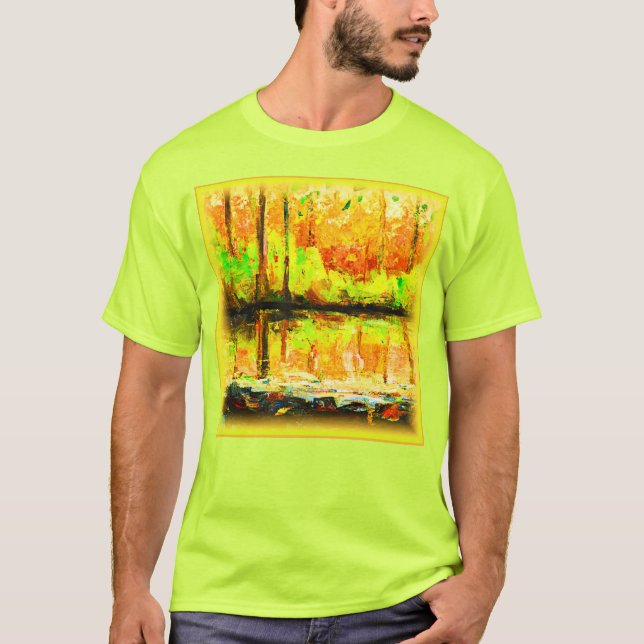 Camiseta "Floresta Vibrante dos Pântanos" Pintura Bonita. C (Frente)