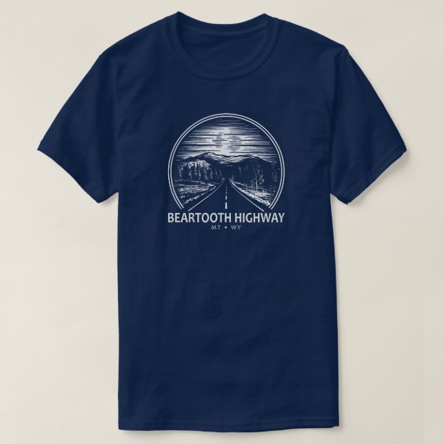 Camiseta Floresta Wyoming na Estrada Beartooth (Frente do Design)