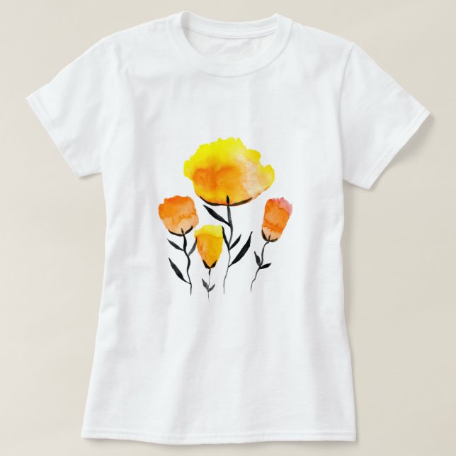 Camiseta Florestas cor de laranja e amarelas felizes (Frente do Design)