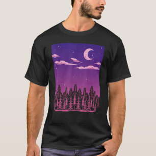 Camiseta Florestas de Moonli Crescente Selvagem Lua ao ar l